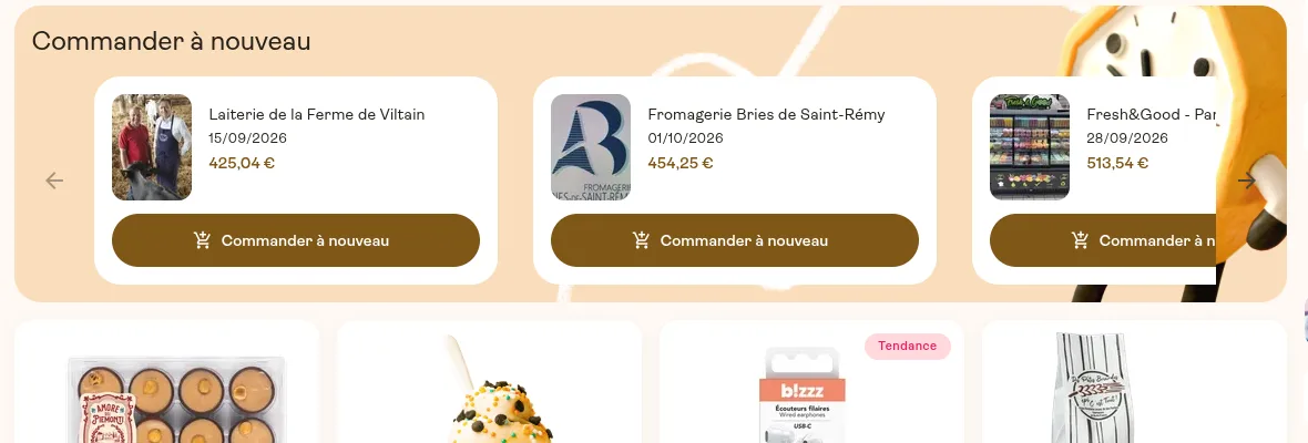 Commander à nouveau chez vos fournisseurs habituels dans Kheops